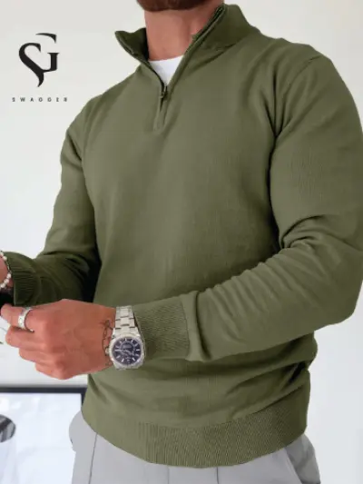 Olive - Half Zip Sweatshirt