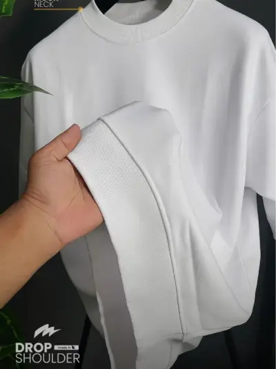Premium Drop Shoulder - WHITE (With Ribbed Bottom) secondary