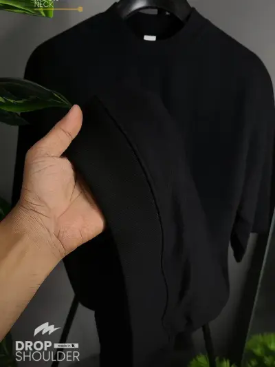 Premium Drop Shoulder - BLACK (With Ribbed Bottom) secondary