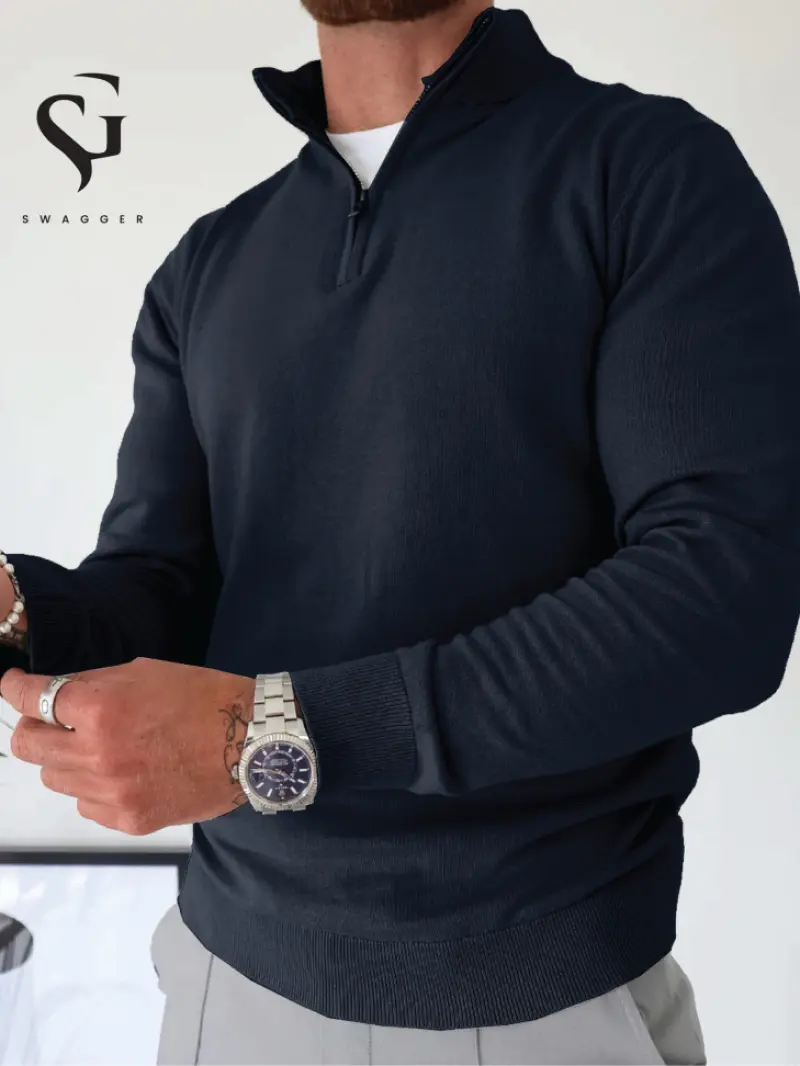 Navy Bkue - Half Zip Sweatshirt