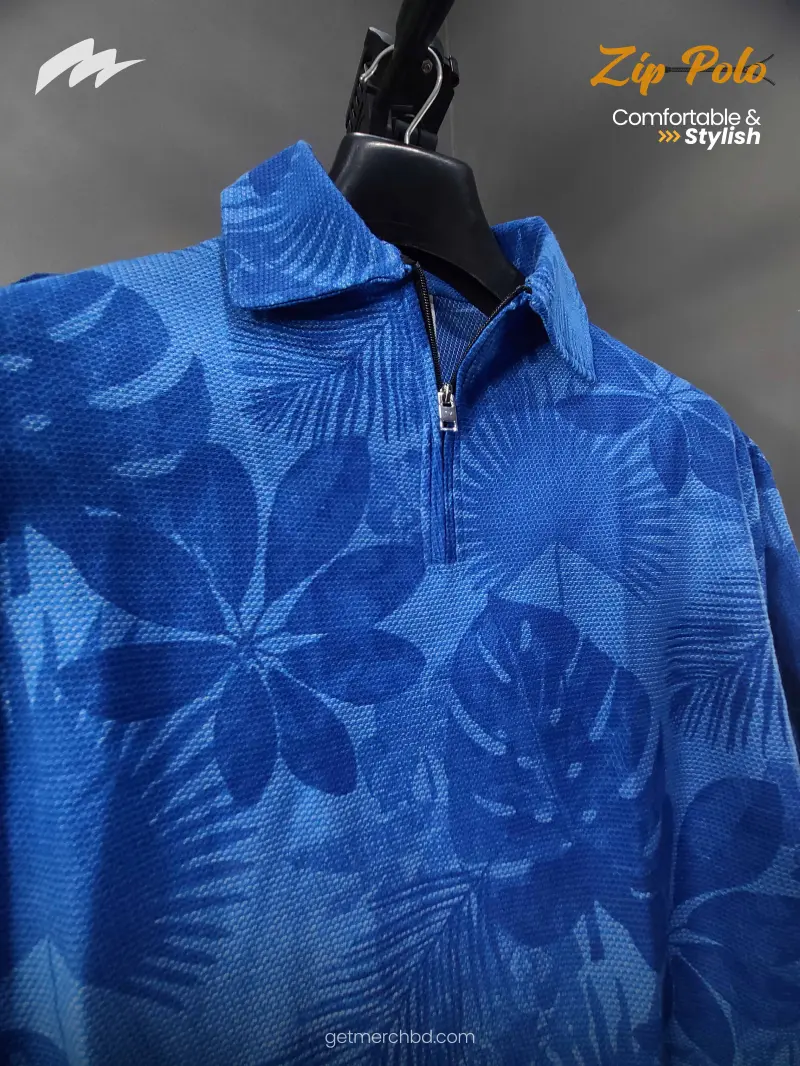 FLORAL PRINT - ZIP POLO