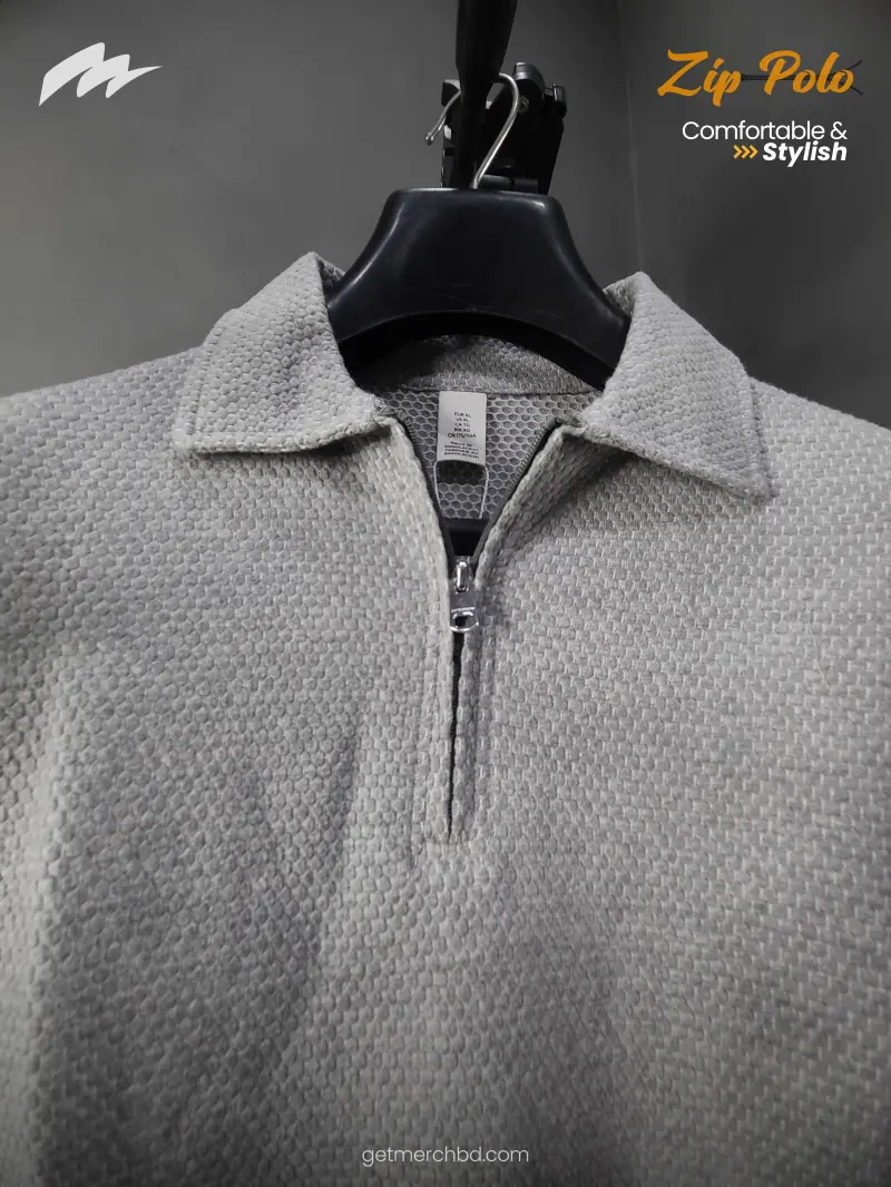 SILVER GREY - ZIP POLO
