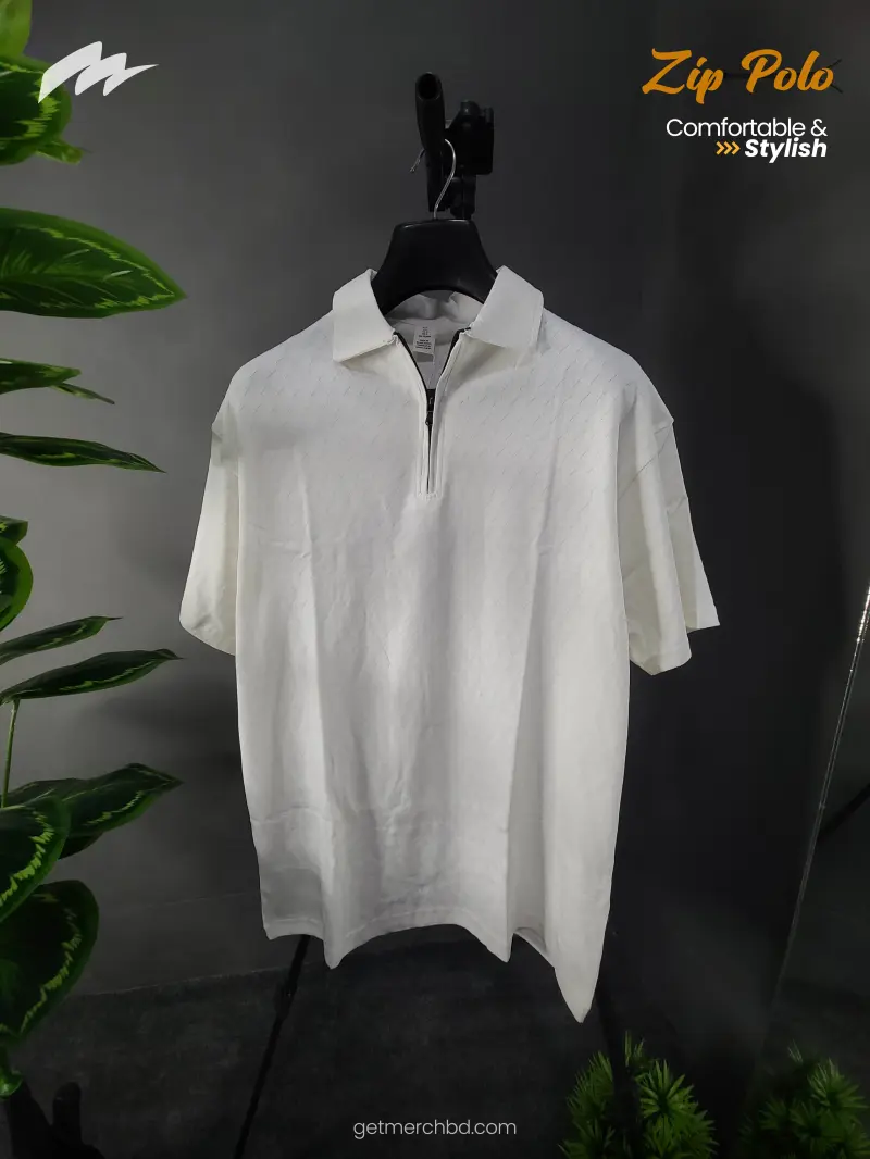 CREAM WHITE - ZIP POLO