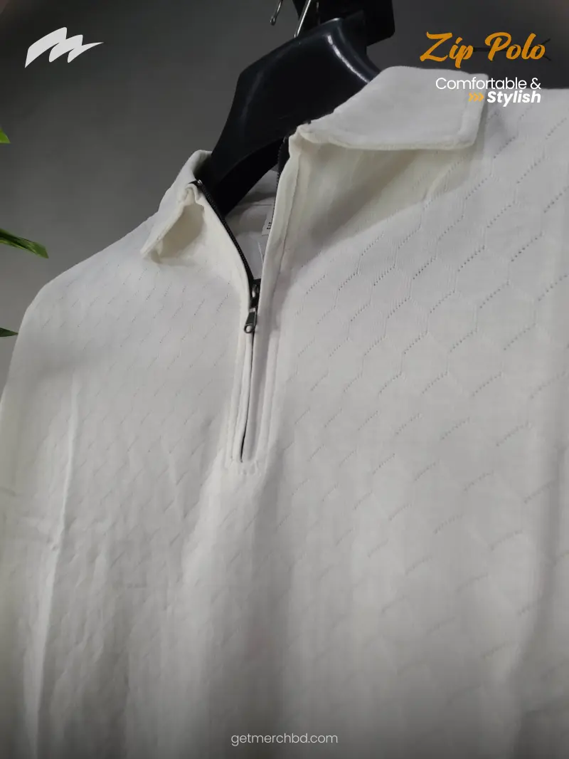 CREAM WHITE - ZIP POLO