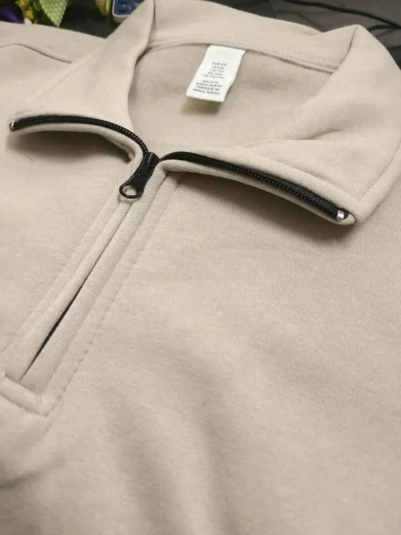 Lt Cream- Half Zip Sweatshirt